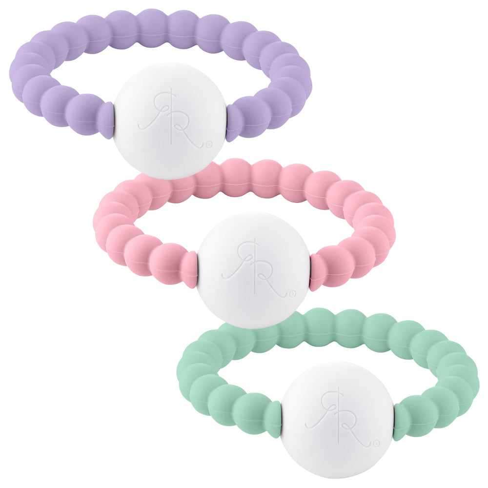 Ryan and Rose Cutie Teether Rattle Sprinkles 3 Pack: soothing silicone teether and playful rattle