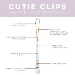 Ryan & Rose Georgia pacifier clip with durable metal clip for secure attachment.