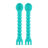 Ryan & Rose Cutie Tensil spoon and fork in turquoise for easy self-feeding