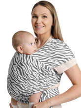 S.Leovay Zebra baby wrap carrier front view for stylish hands-free outings.