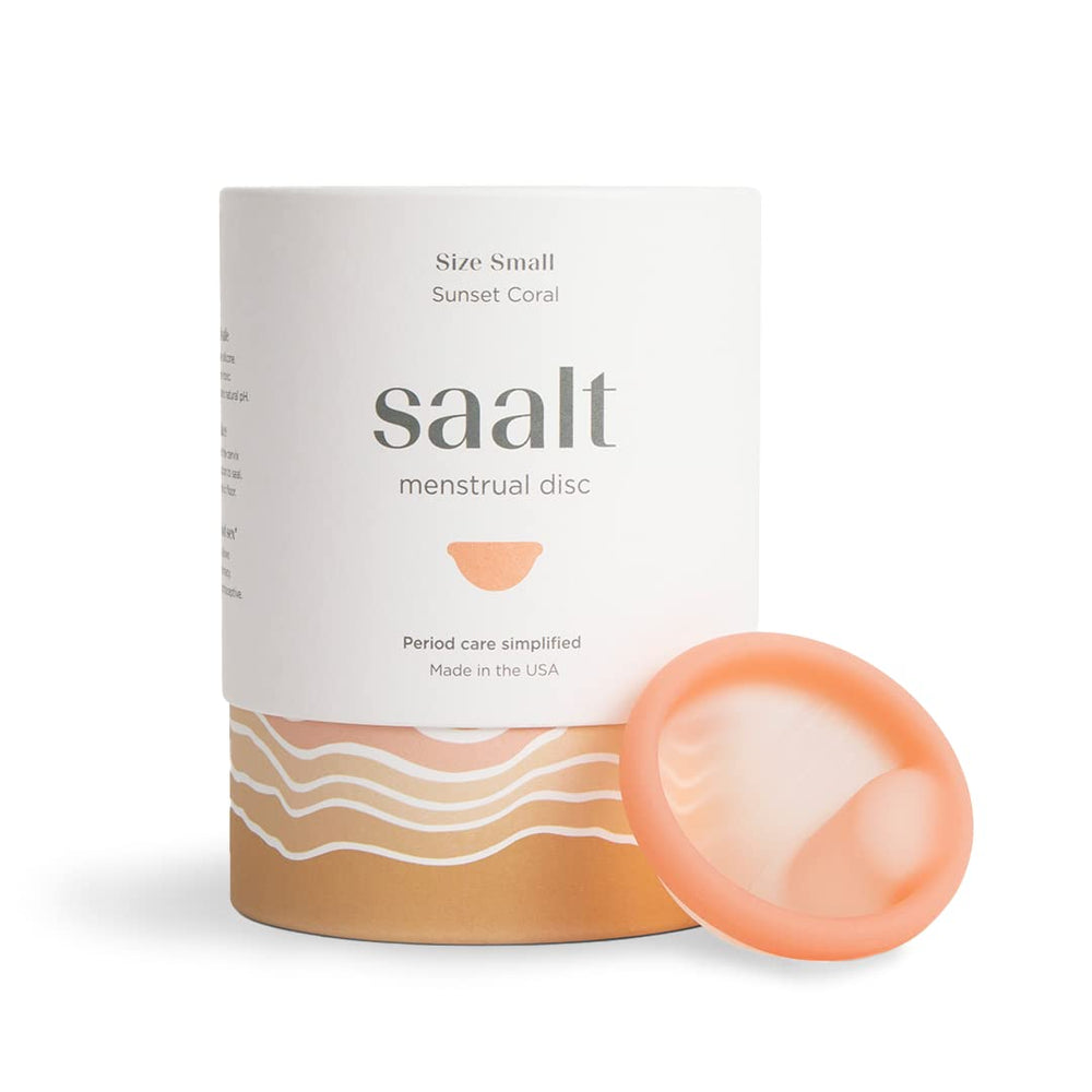 Saalt Disc front view in Sunset Coral small for discreet daily wear