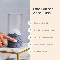 Saalt steamer steam-clean action quickly sanitizes cups and discs.