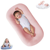 Saanerueen pink baby lounger front view for safe, supervised play