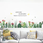 Sacinora cartoon cactus wall stickers displayed as a living room decor idea.