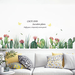 Sacinora cartoon cactus wall stickers displayed as a living room decor idea.