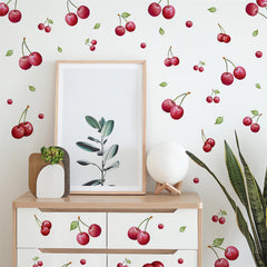 Sacinora cherries wall stickers create playful nursery decor with easy peel-and-stick application.