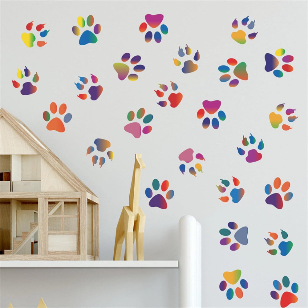 sacinora dog footprints wall sticker brightens a kids room with playful colors