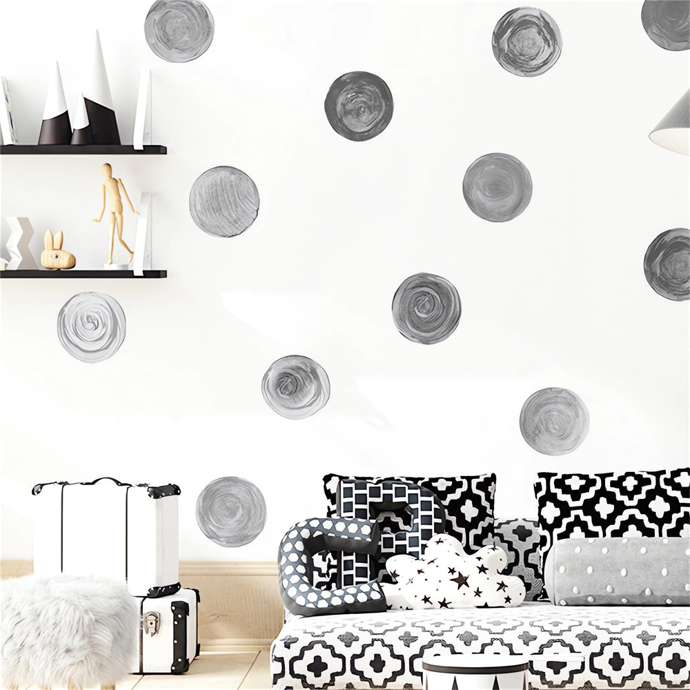 Sacinora grey and black watercolor dots on six sheets for versatile decor