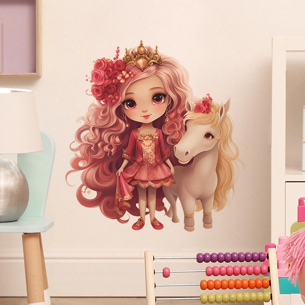 sacinora Lovely Rose Girl wall sticker adds whimsy to the nursery.