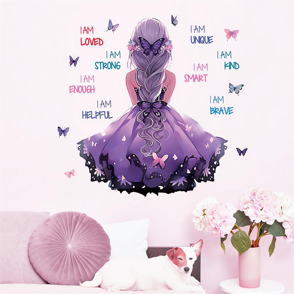 Sacinora Purple Ponytail Girl wall sticker for kid's room decor and inspiration.