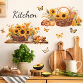 Sacinora Sunflower Basket Butterfly wall sticker brightens living room decor and adds whimsy.