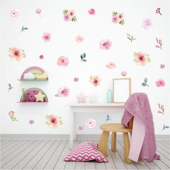 Sacinora watercolor peach blossom wall decals brighten a bedroom with easy removal