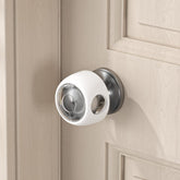 SAFELON door knob covers for toddlers; transparent 4pc set helps prevent door-play injuries.