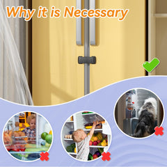 SAFELON fridge lock adhesive installation shows tool-free mounting.