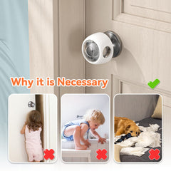SAFELON door knob covers; durable PC/ABS material for long-lasting protection on busy doors.
