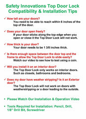 Two-pack Safety Innovations door top lock provides simple, quick installation and widespread use.