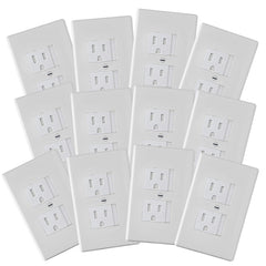 Safety Innovations center-screw outlet cover, white, 12-pack, child-safety solution.