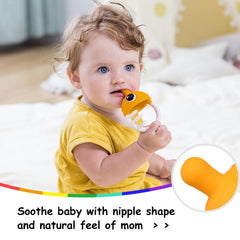 Saffron clownfish teether ergonomic grip designed for tiny hands