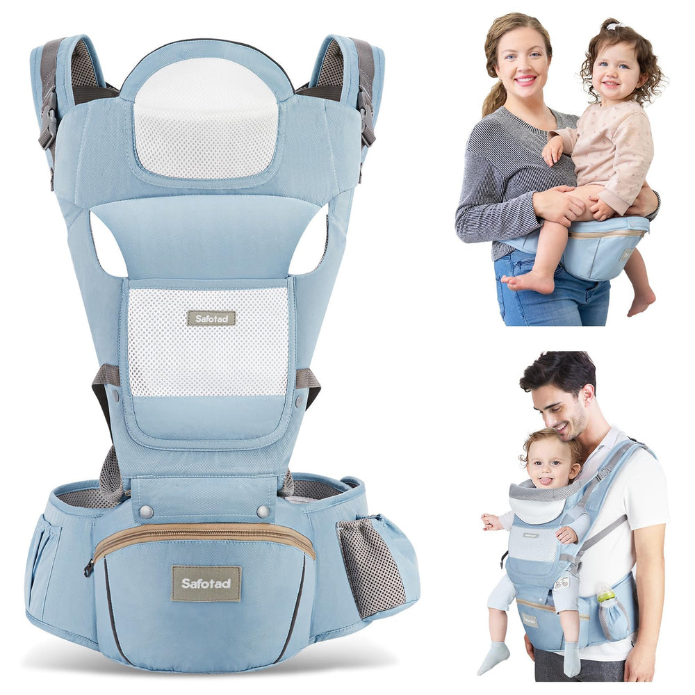 Safotad 6-in-1 carrier with hip seat for secure on-the-go support