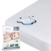 SafeRest crib mattress protector with stretch pockets provides a snug, secure fit.