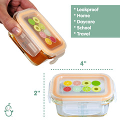 Sage Spoonfuls airtight leakproof lids on glass storage containers