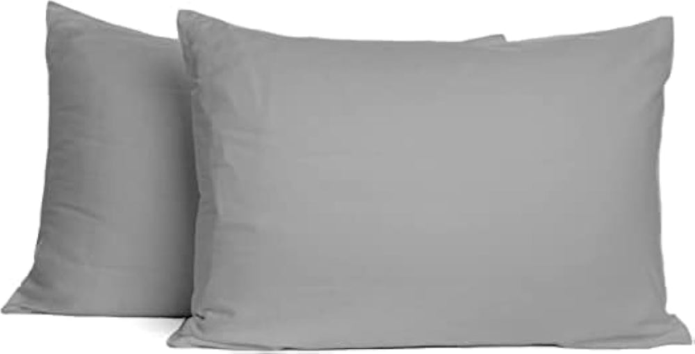SAHARBEDDINGS travel pillowcase in silver grey, 14x20, smooth 500TC cotton for travel comfort.