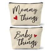 Sahjzk mommy and baby matching pouches in beige set for organized outings