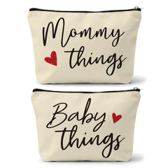 Sahjzk mommy and baby matching pouches in beige set for organized outings