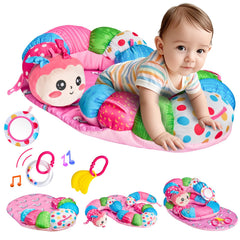 SAIMAND Caterpillar tummy time pillow close-up showing ergonomic back support for babies