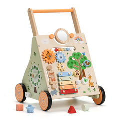 SainSmart Jr wooden baby walker with sturdy frame for early steps.