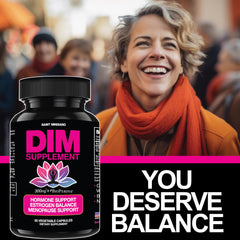 Saint Mingiano DIM 300mg packaging featuring plant-based formula for balanced estrogen support.