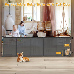 Sair Pet gate side panel extended highlighting retractable design