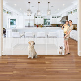 Sair pet reinforced 120-inch gate with cat door keeps babies and pets contained.