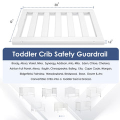 Salcod guardrail with white finish on a Dream On Me crib for safe nights.