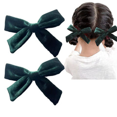 SALOCY big velvet hair bows clip in dark green; close-up shows premium fabric and sturdy clip.