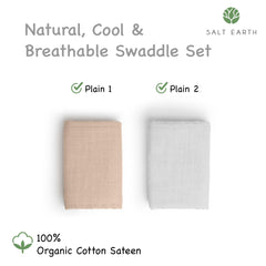 Salt Earth 47x47 swaddle blanket provides generous wrap for newborns.