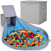 SAM AND MABEL toy storage basket and play mat in warm beige for organized play.