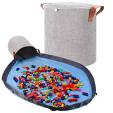 SAM AND MABEL XXL storage organizer with gray play mat keeps toys organized.