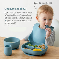 SAMiGO suction bowl keeps food in place, reducing spills during meals