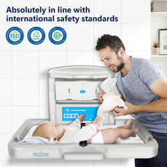 Sammery wall-mounted changing table with quiet-close mechanism for busy restrooms.