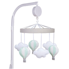 Sammy & Lou hot air balloons mobile with clouds promotes visual tracking.
