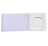Sandhill Tools ostomy binder close-up showing 3.15-inch opening ring for smooth bag passage