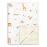 SANDJEST Animal Baby Blanket with muslin side for breathable comfort.
