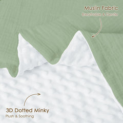 SANDJEST baby blanket with dotted back adds cozy texture for nap times.