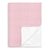 SANDJEST pink muslin and dotted fleece baby blanket close-up showing breathable texture