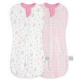 SANDJEST floral swaddle in soft cotton, newborn size, snug and breathable