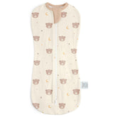 SANDJEST bear-design swaddle with zipper for secure sleep