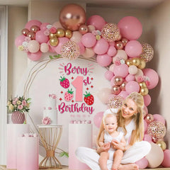 SANDOO strawberry pink design backdrop enhances celebration ambiance