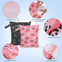 SANFERGE two-zipper pockets separate wet and dry items for organized packing.