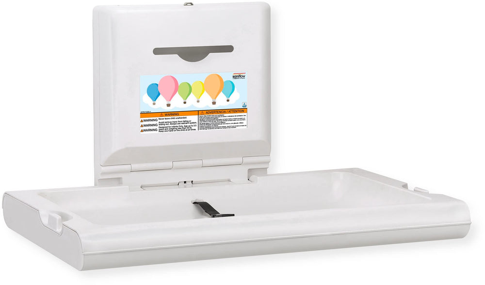 Saniflow BabyMedi station changing surface with white polypropylene finish, durable and easy to clean